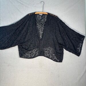 CW Classics Black Velvet Burnout Kimono Jacket Butterfly Floral Whimsigoth Fairy